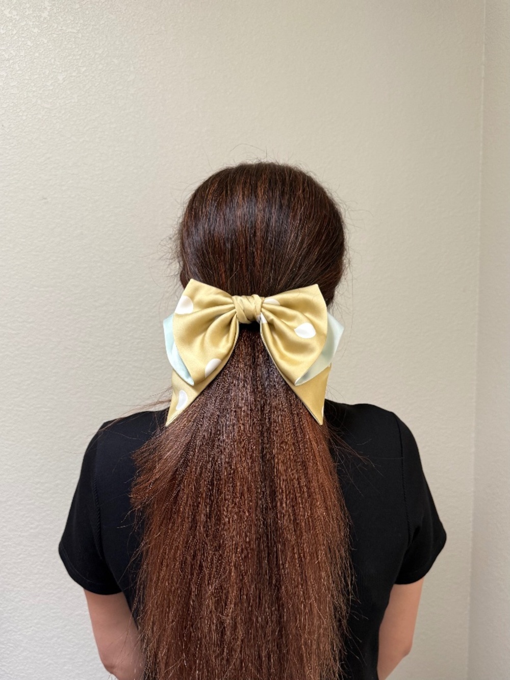 Silk satin polka dots bow for women